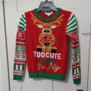 Festive Reindeer Christmas Sweater Junior Girls 3-5